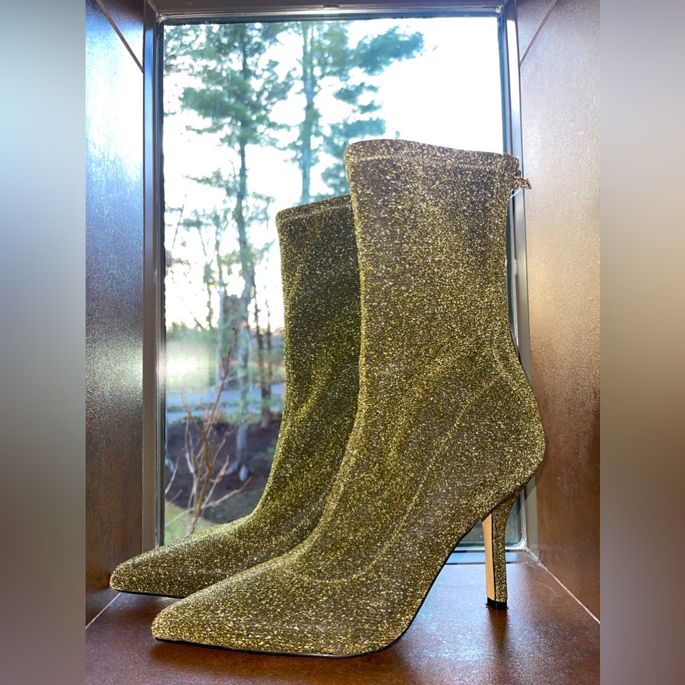 Marc Fisher LTD Breezy Bootie Heels 
Gold Size 8.5
Heel Height: 3.62""